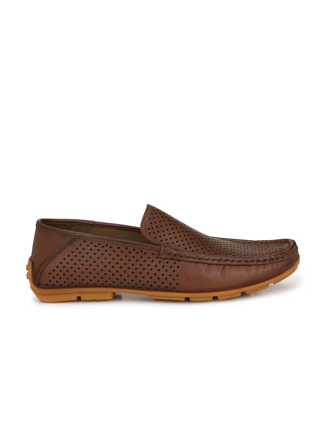 Hitz Men's Tan Leather Moccasins Loafer Shoes