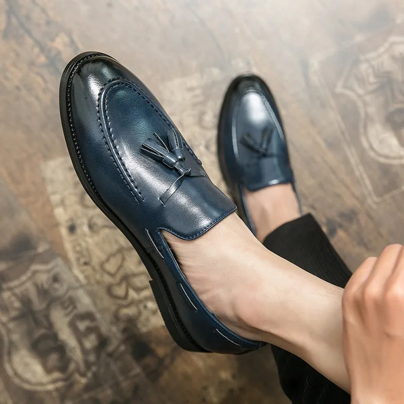 Hnzxzm Classic Men's Casual Loafers Driving Shoes Moccasin Fashion Male Comfortable Autumn Leather Shoes Men Lazy Tassel Dress Shoes
