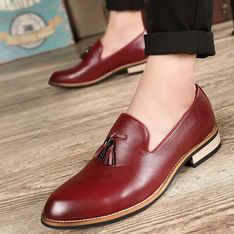 Hnzxzm pointed Leather Brand Luxury Men Casual Driving Designer Brown Black Loafers Mens Moccasins Italian Wedding Dress Shoes tassel