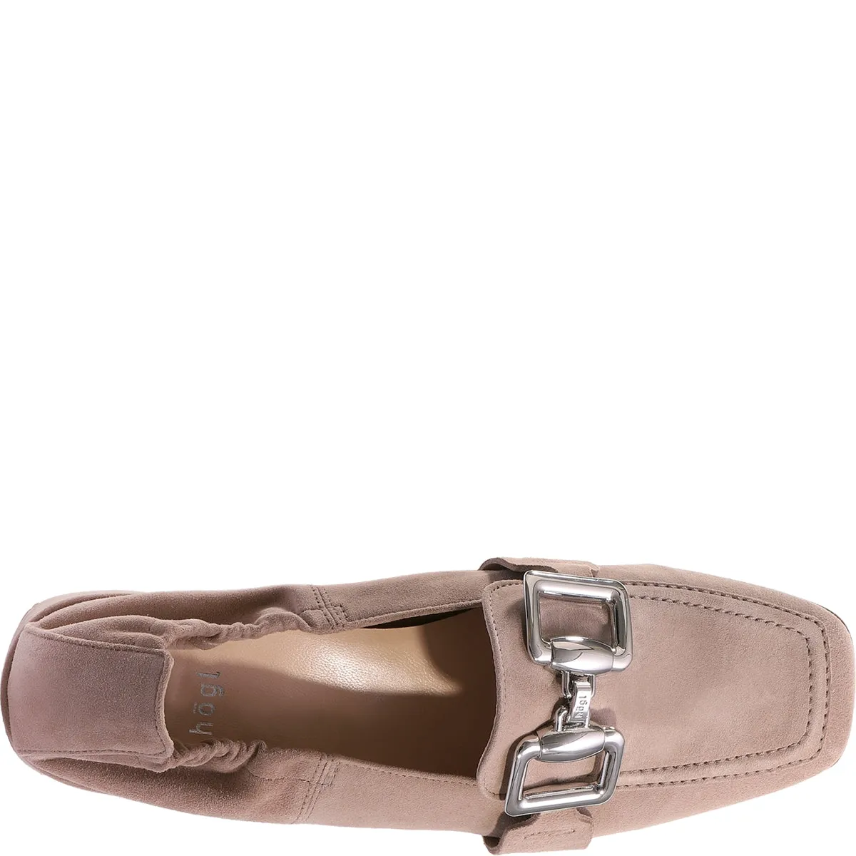 Hogl Taupe Suede Loafer With Silver Metal 7-101732