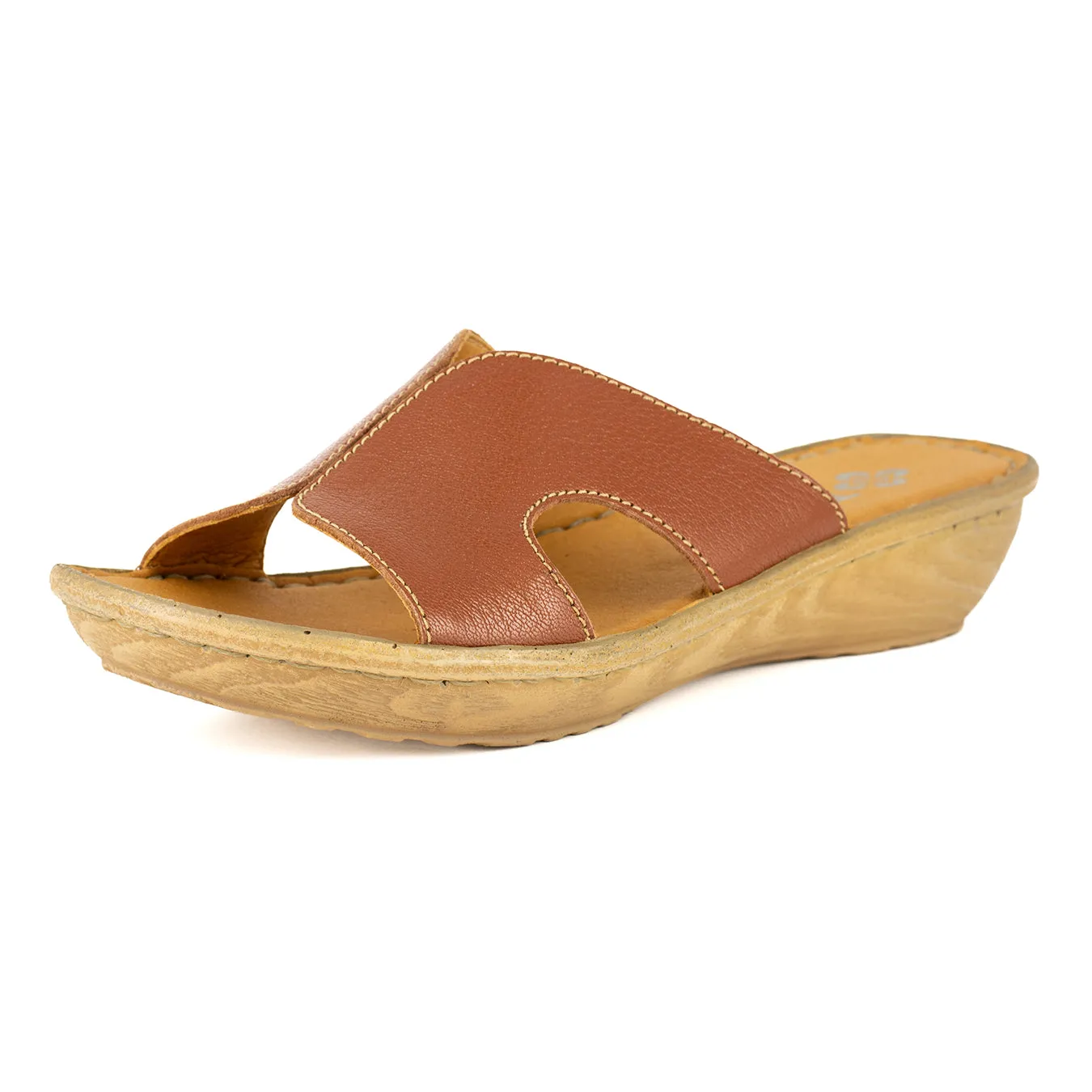 Isibani : Ladies Leather Tslops Wedge Heel Sandals in Suede Cayak