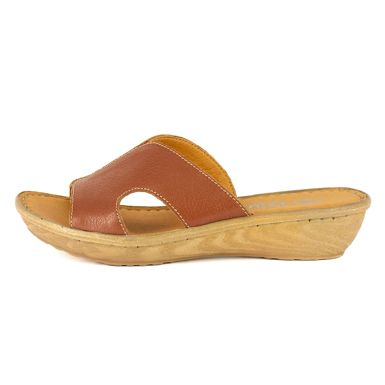 Isibani : Ladies Leather Tslops Wedge Heel Sandals in Suede Cayak