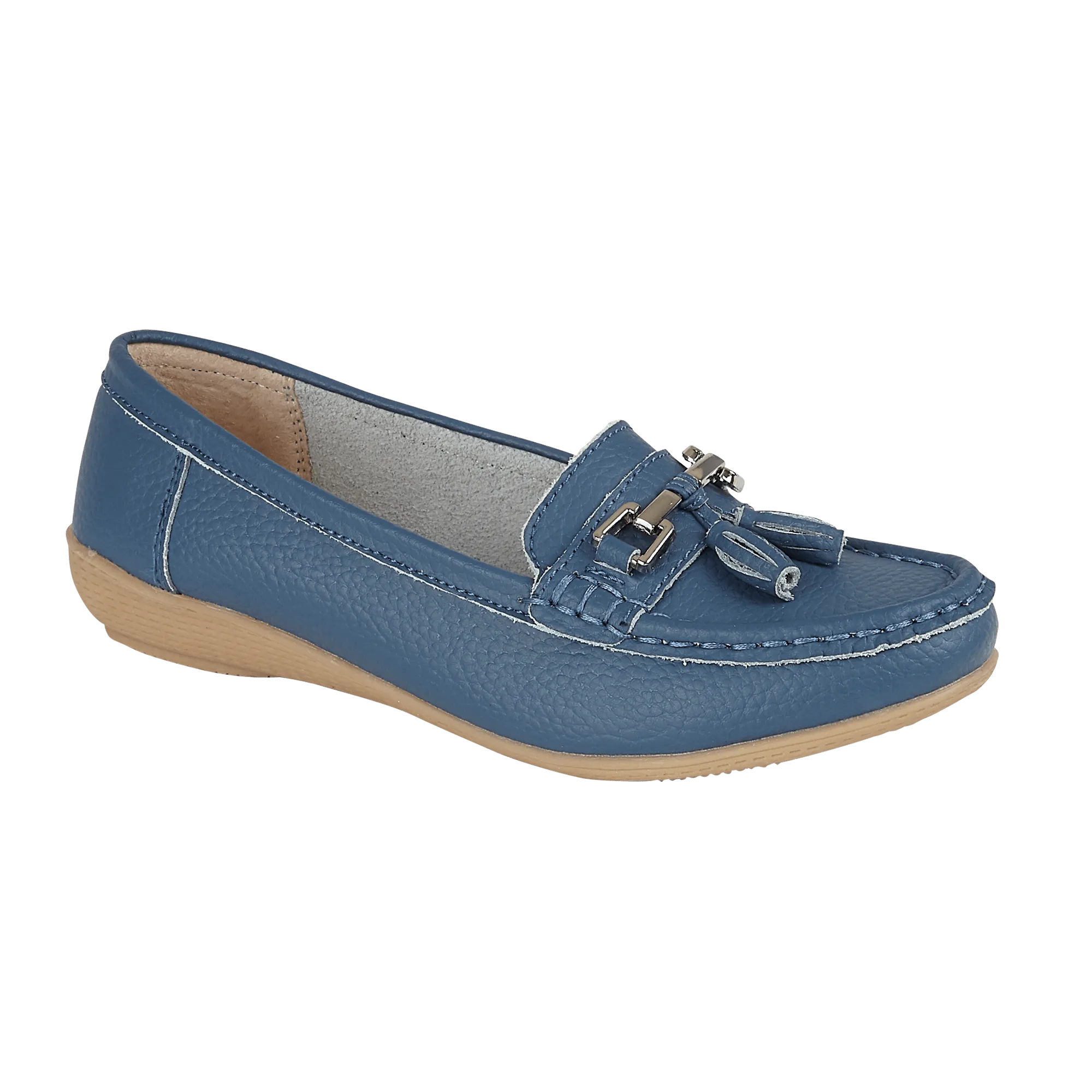 Jo & Joe Nautical Denim Womens Slip On Leather Loafers Moccasin Casual Shoes