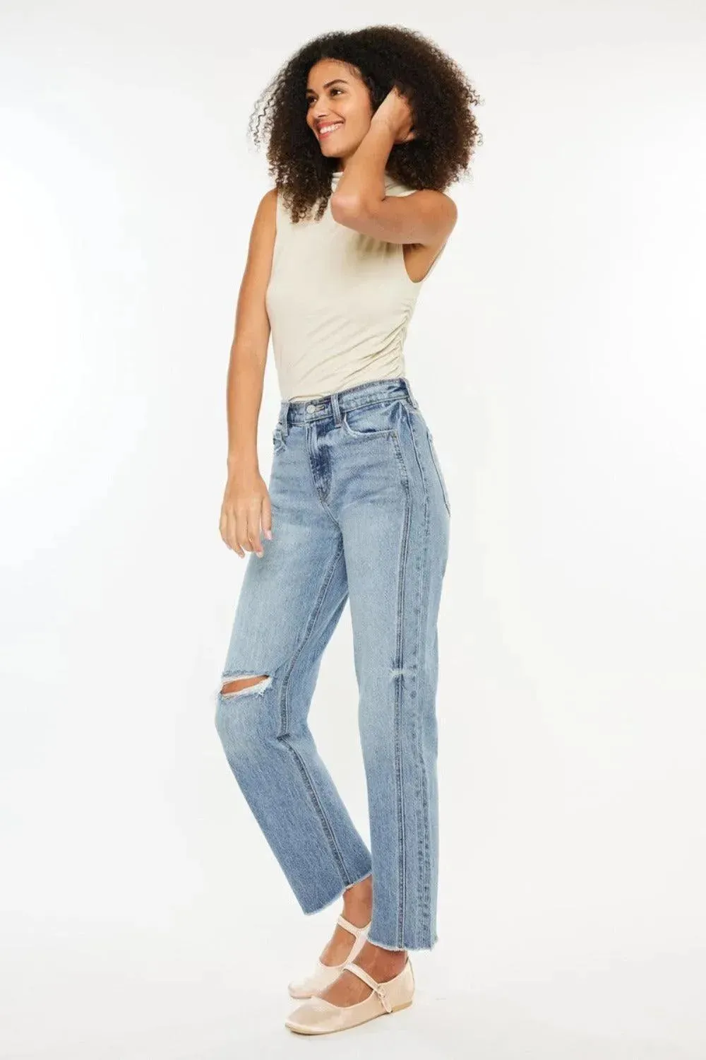 Kancan Ultra High Rise Distressed Straight Jeans