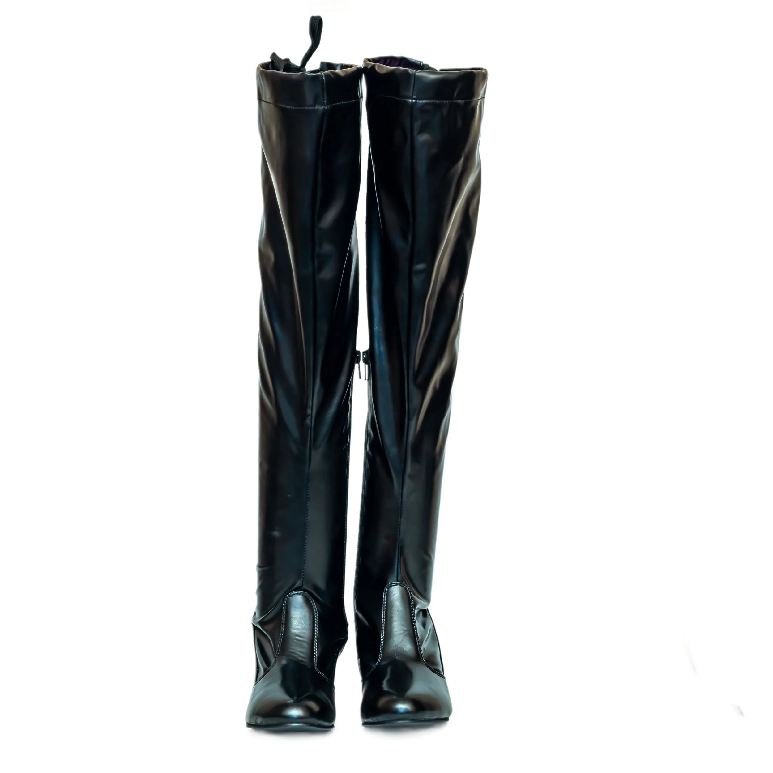 Knee High Leather Boots - Black
