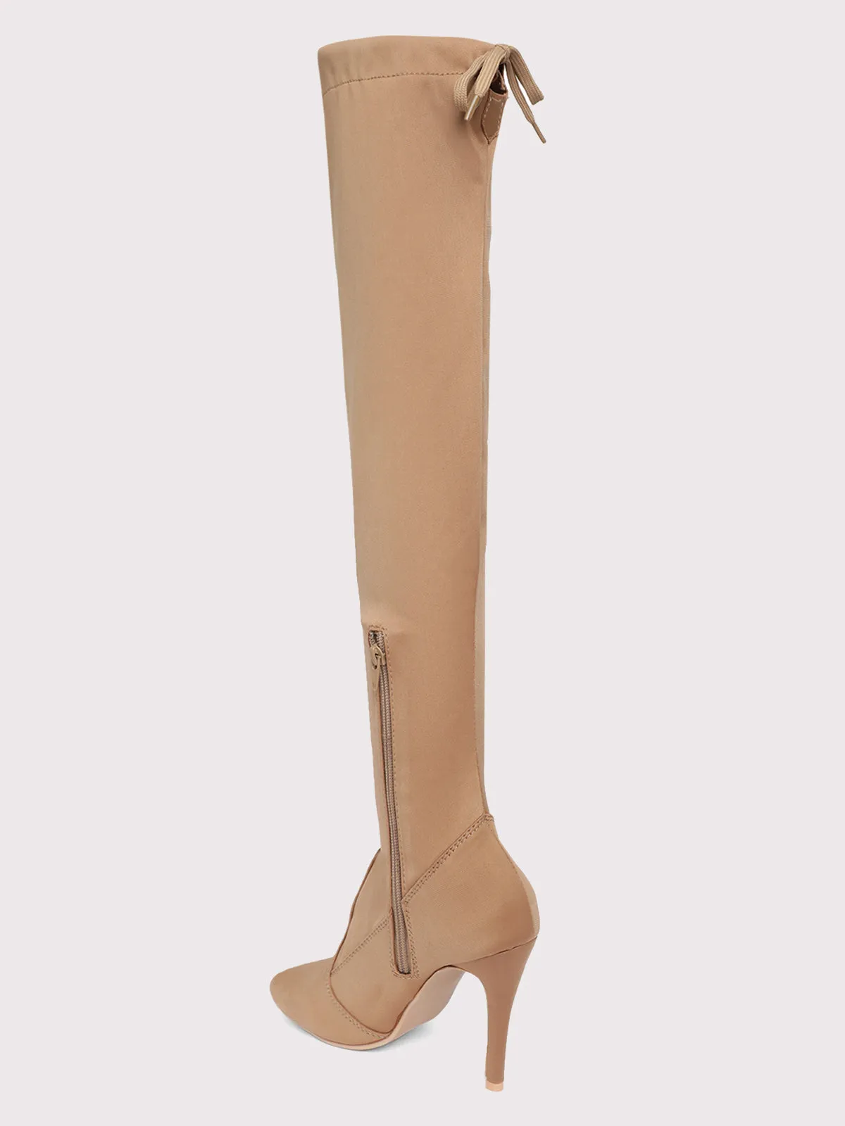 Knee High Stiletto Boots - Tan