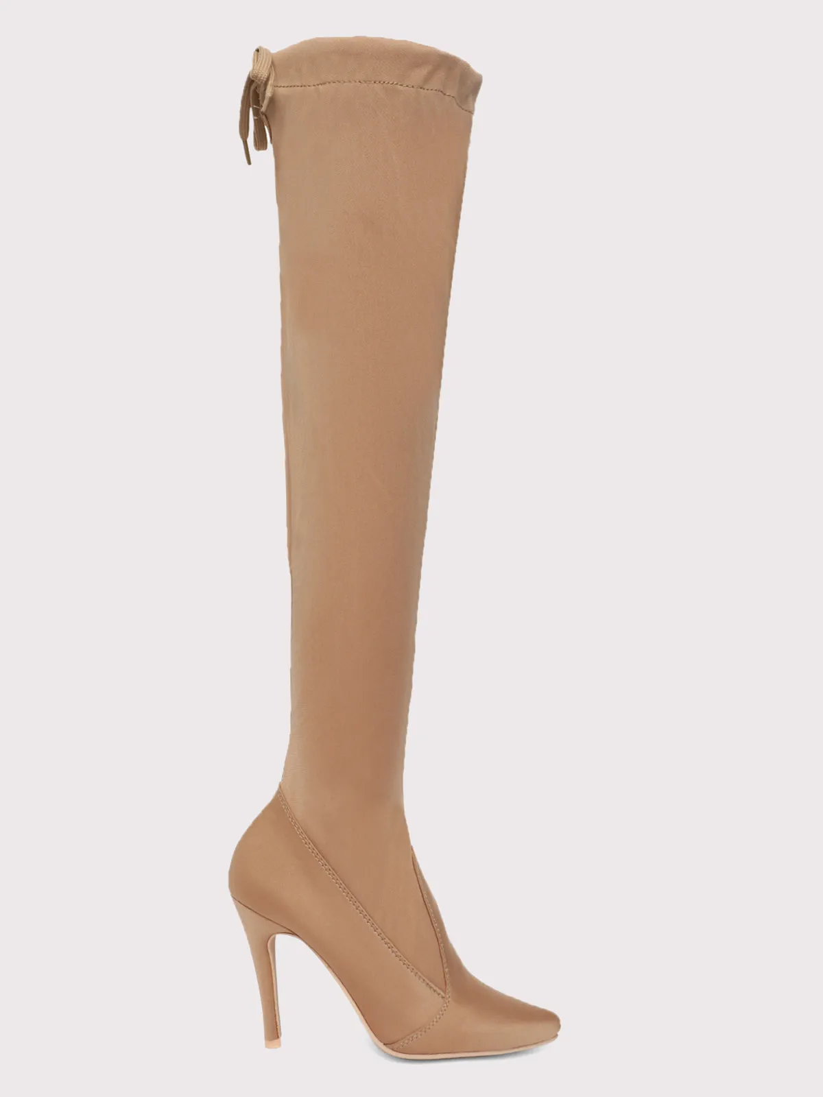 Knee High Stiletto Boots - Tan