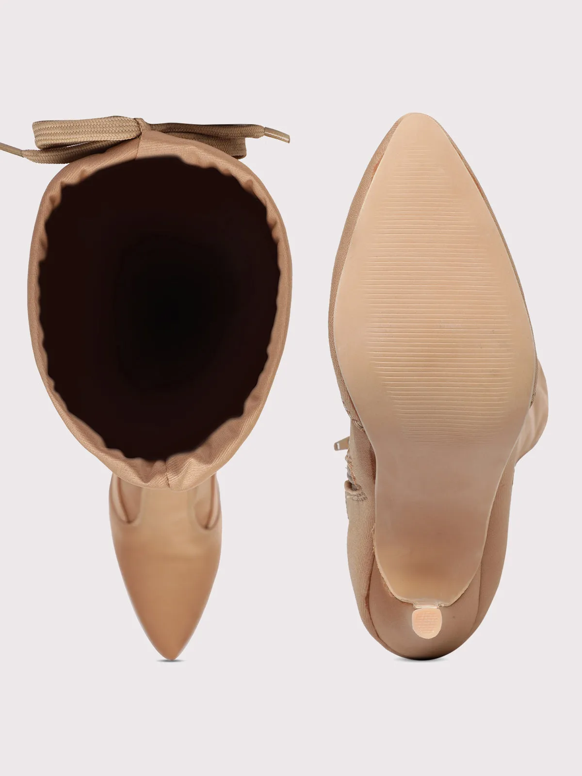 Knee High Stiletto Boots - Tan