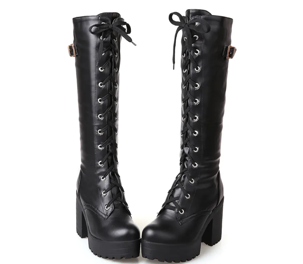 Lacing Knee High Boots