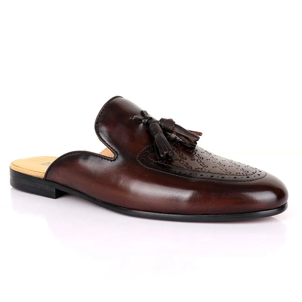 LoriBlu Tassel Mole Coffee Leather Half Shoe