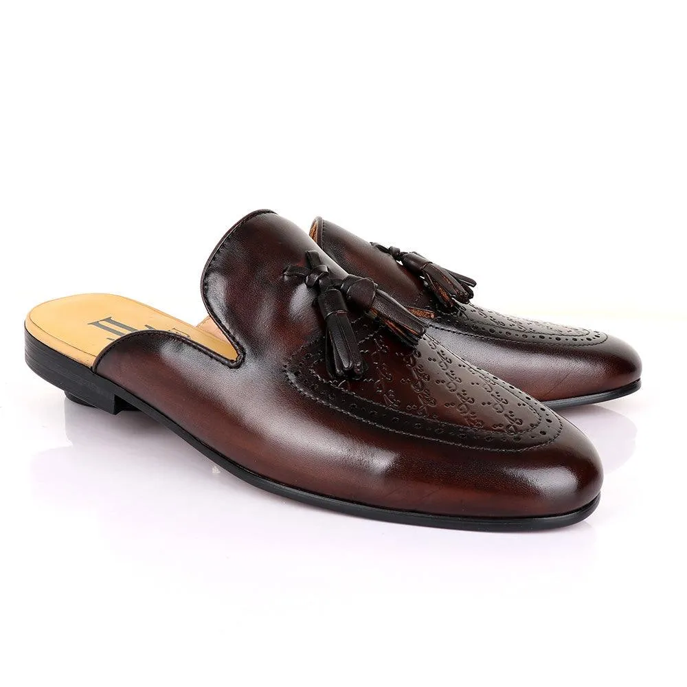 LoriBlu Tassel Mole Coffee Leather Half Shoe