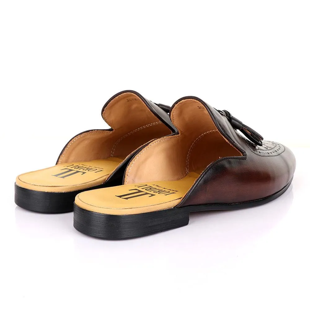 LoriBlu Tassel Mole Coffee Leather Half Shoe