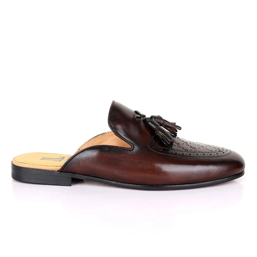 LoriBlu Tassel Mole Coffee Leather Half Shoe