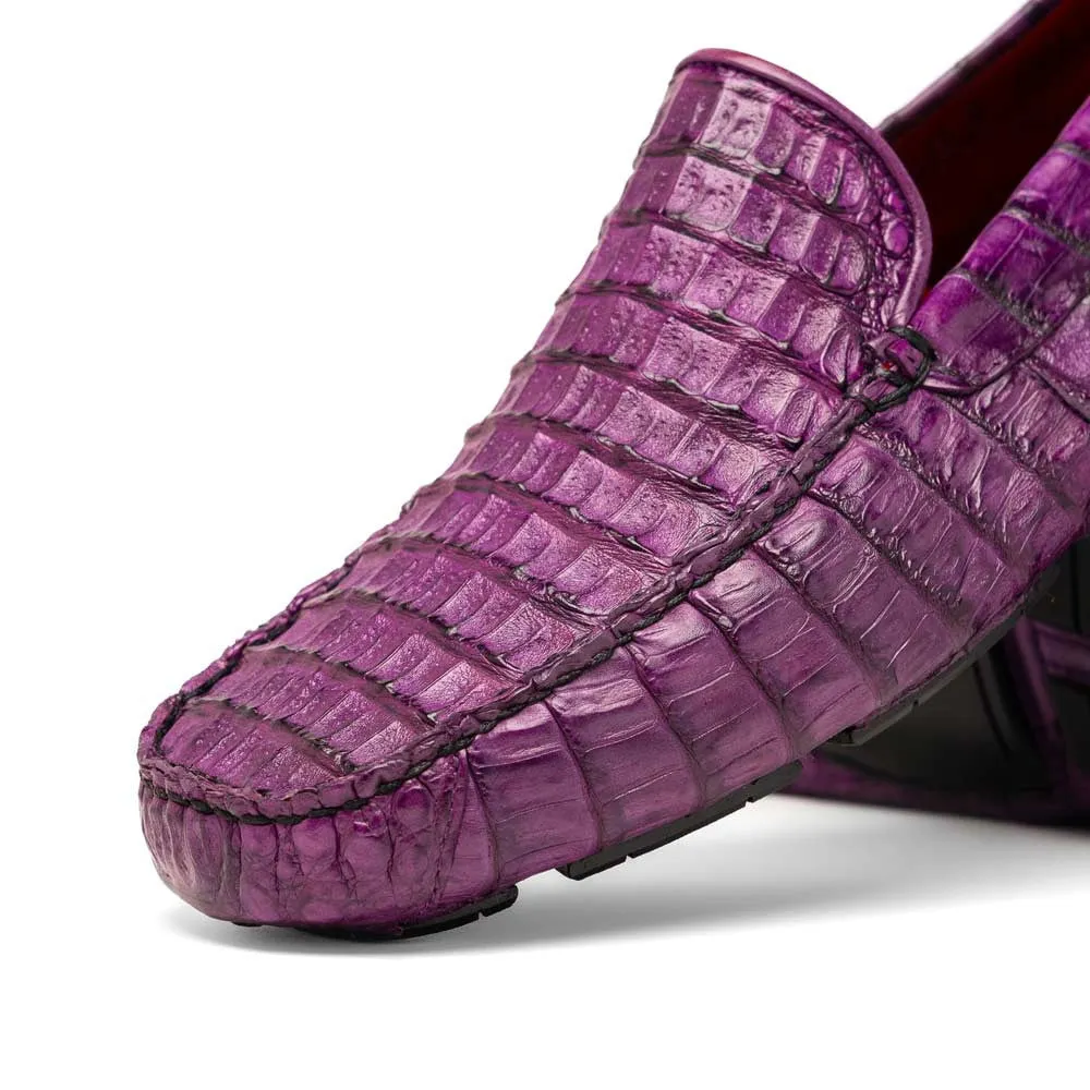 Marco Di Milano Remo Purple Caiman Driving Slip-On Loafers