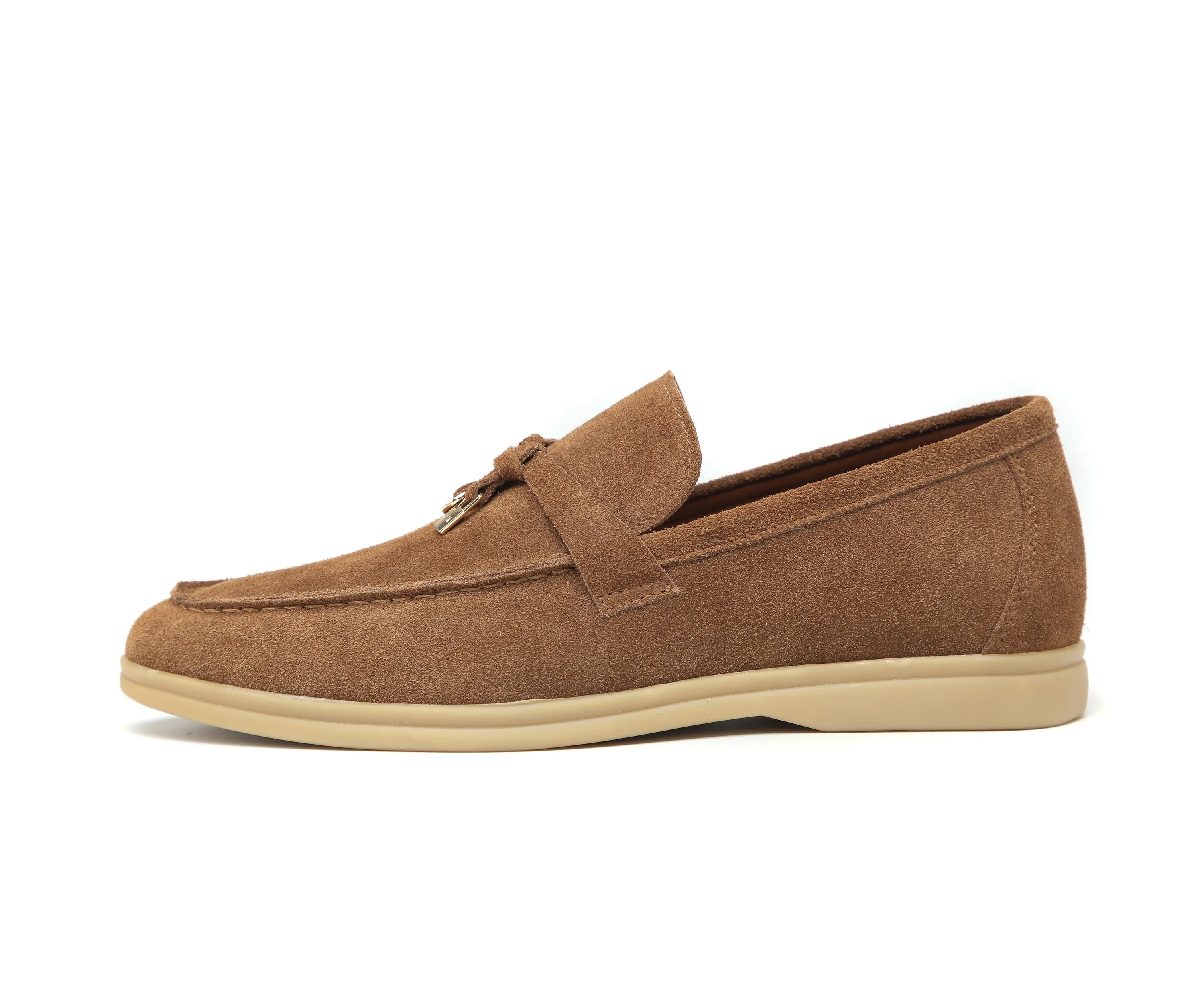 Men's Calf Leather Gold Lock Loafers