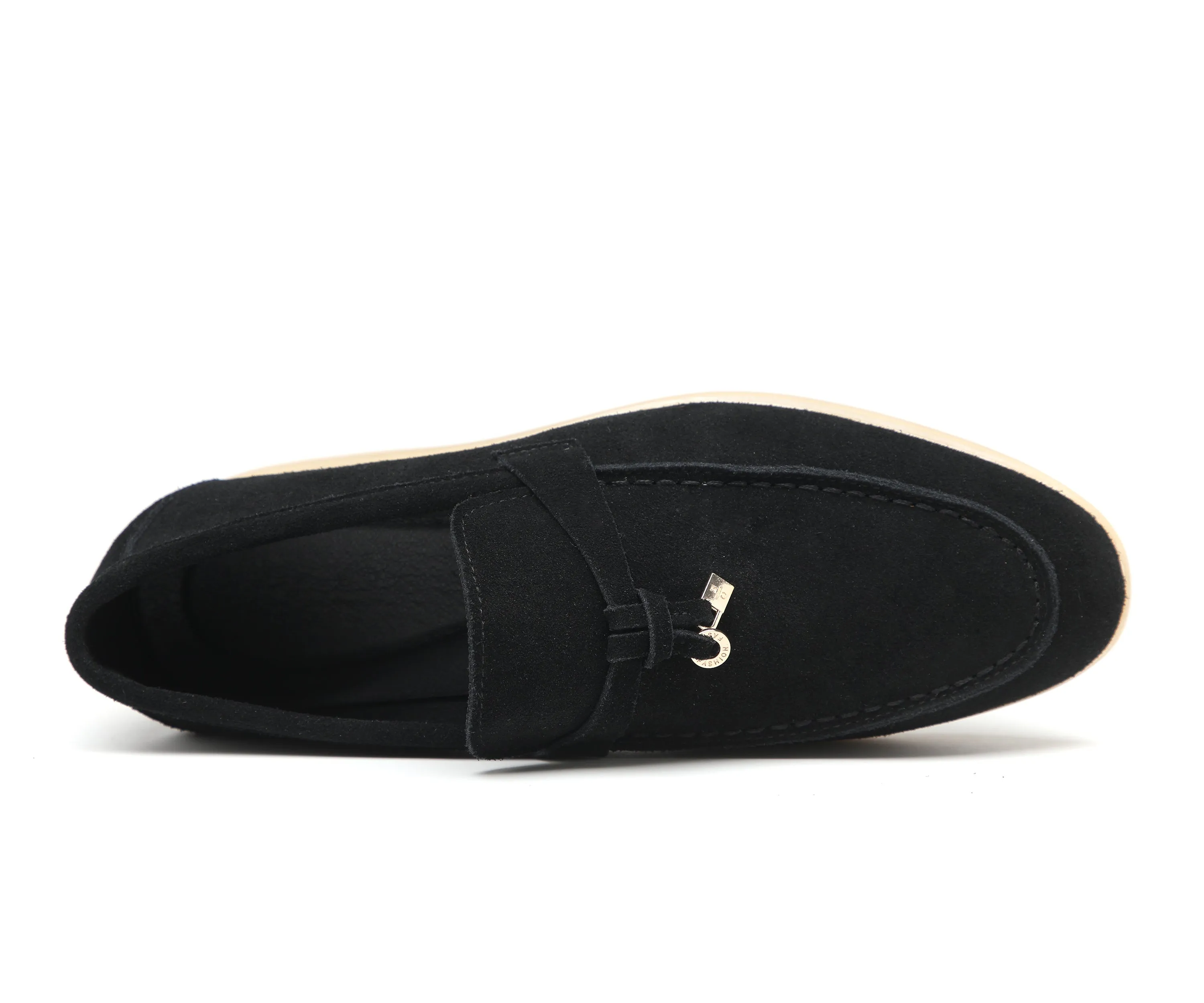 Men's Calf Leather Gold Lock Loafers
