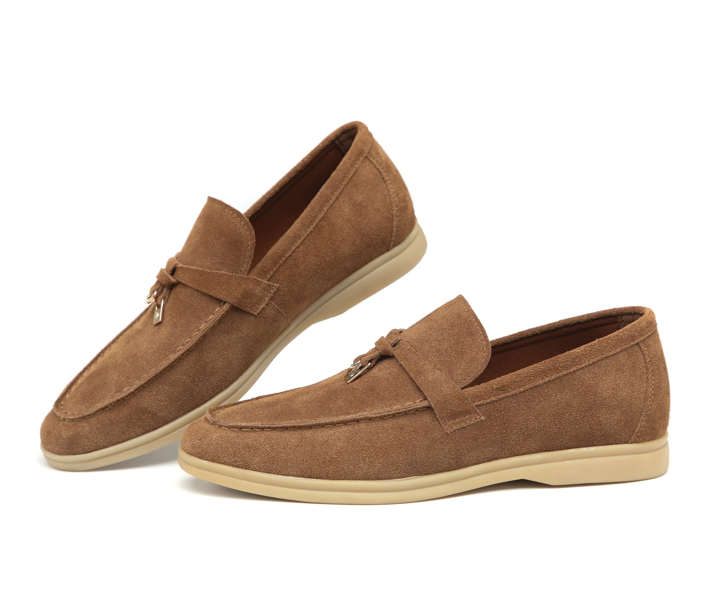 Men's Calf Leather Gold Lock Loafers