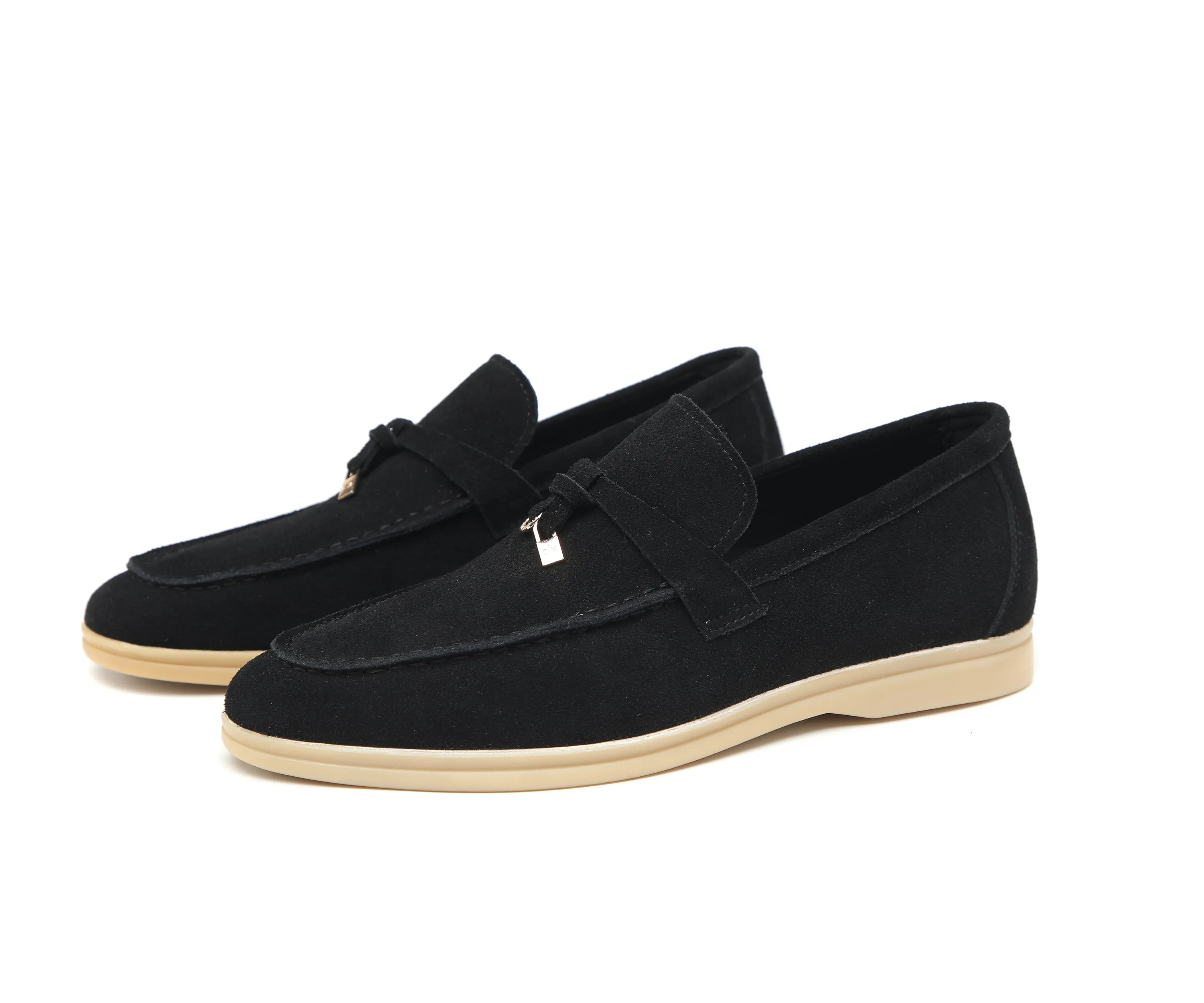 Men's Calf Leather Gold Lock Loafers