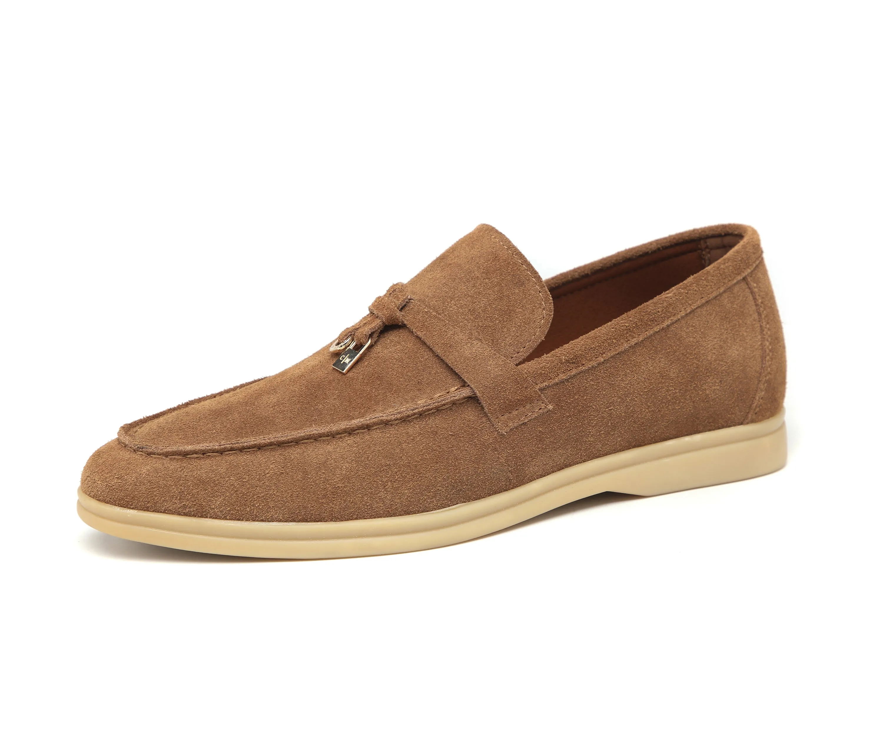 Men's Calf Leather Gold Lock Loafers