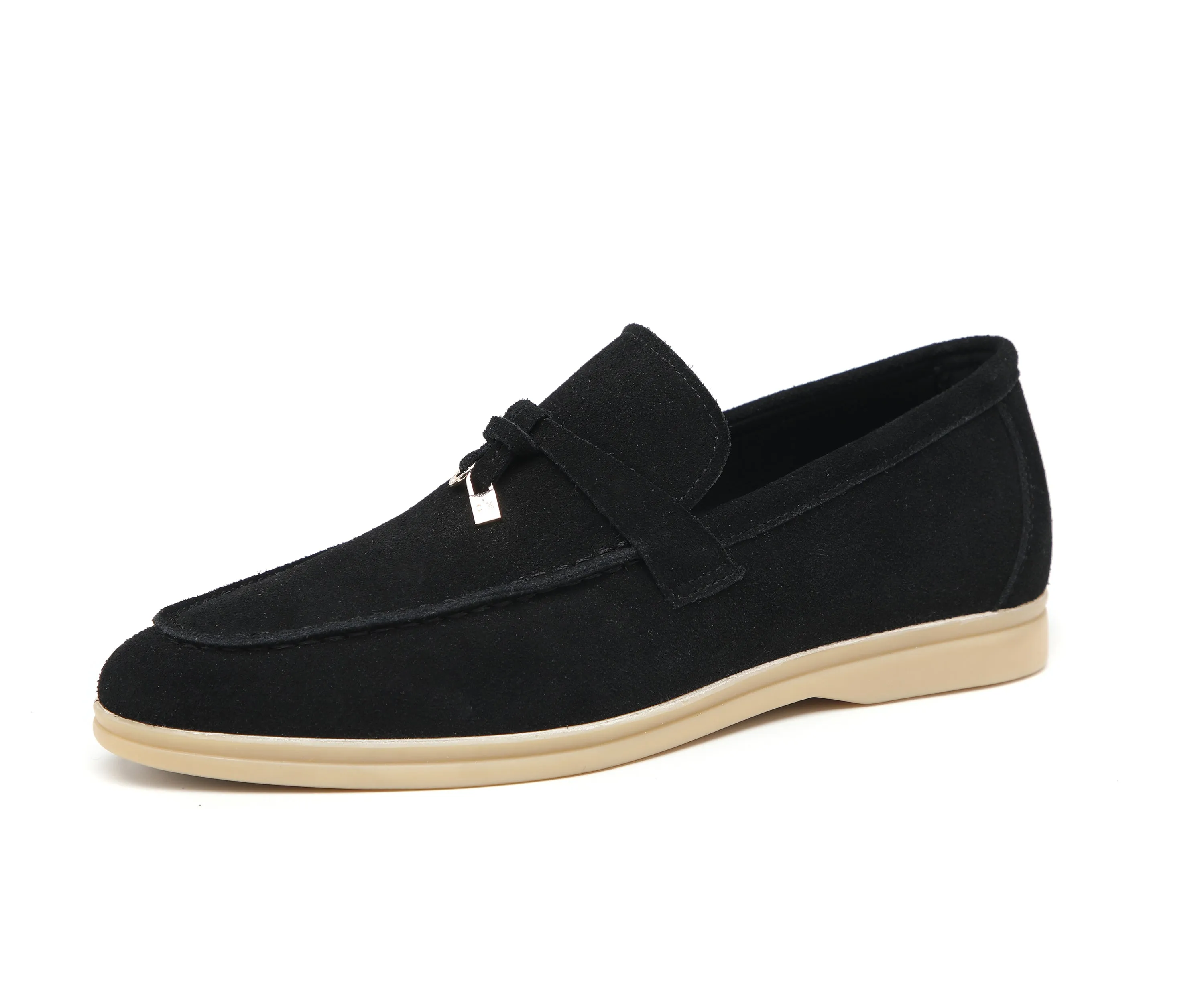 Men's Calf Leather Gold Lock Loafers