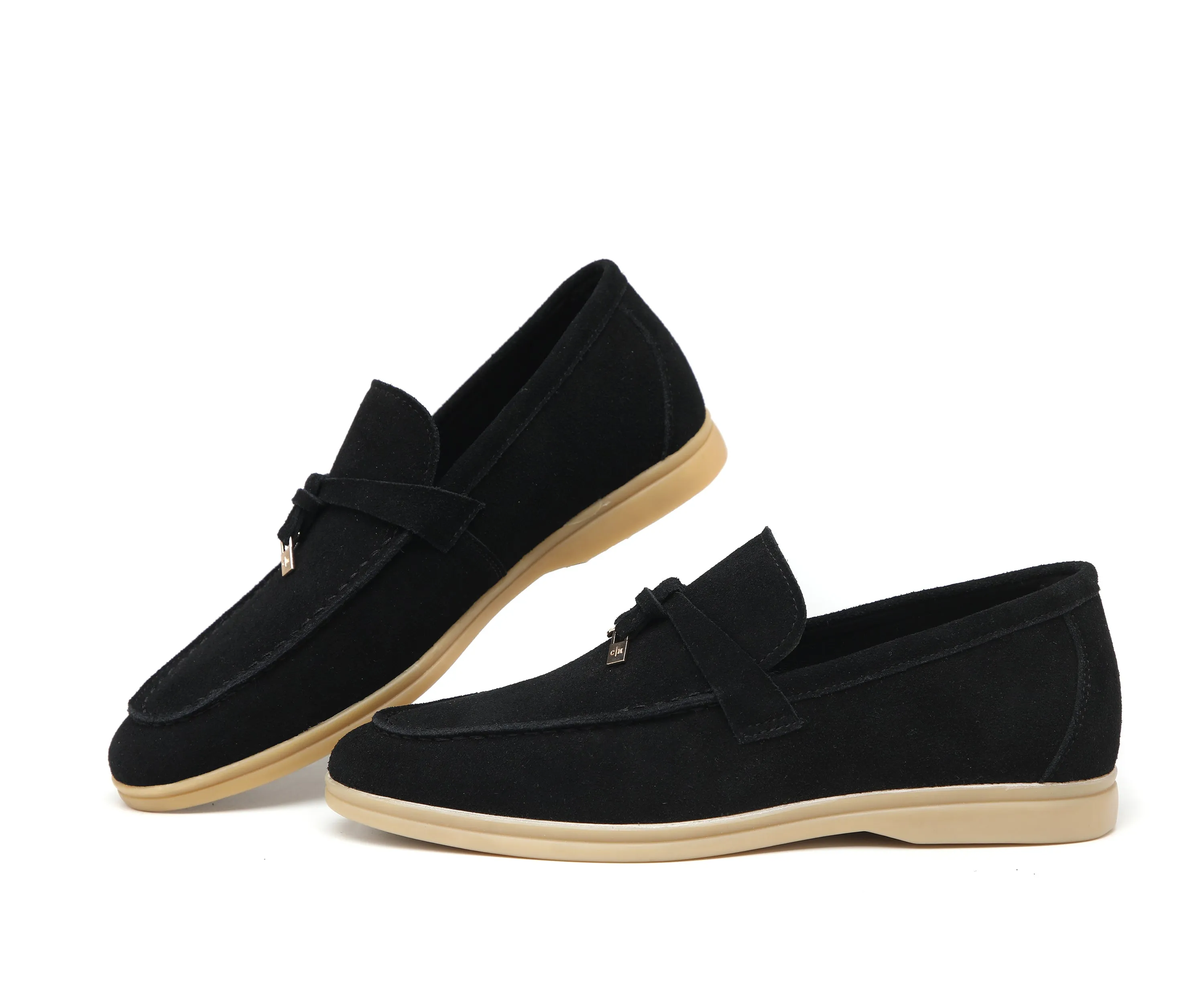 Men's Calf Leather Gold Lock Loafers