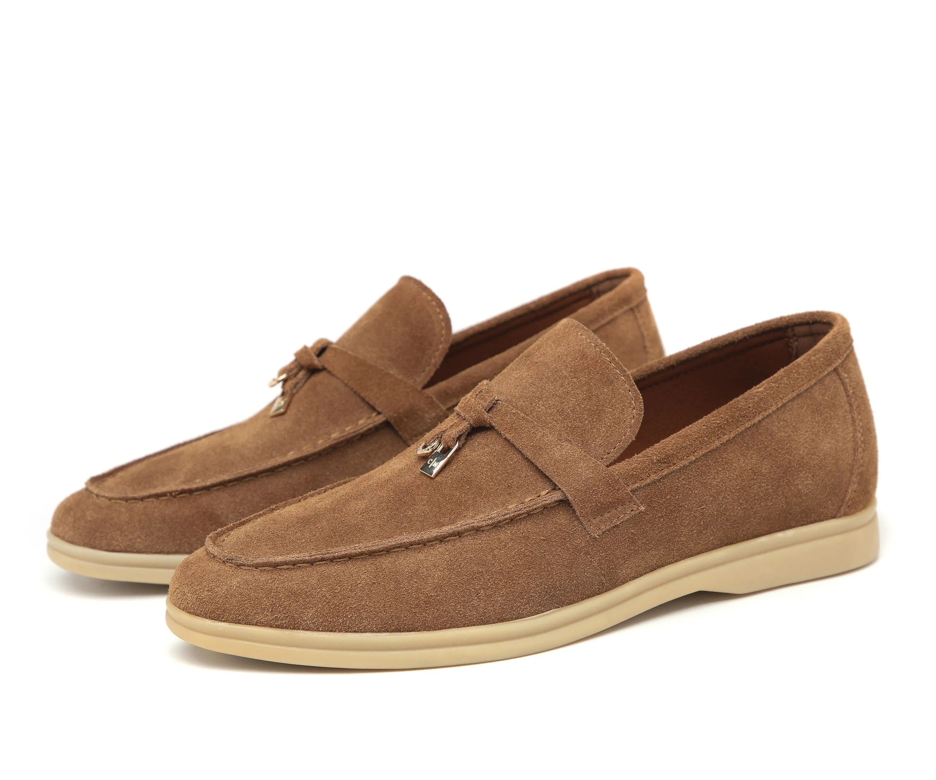 Men's Calf Leather Gold Lock Loafers