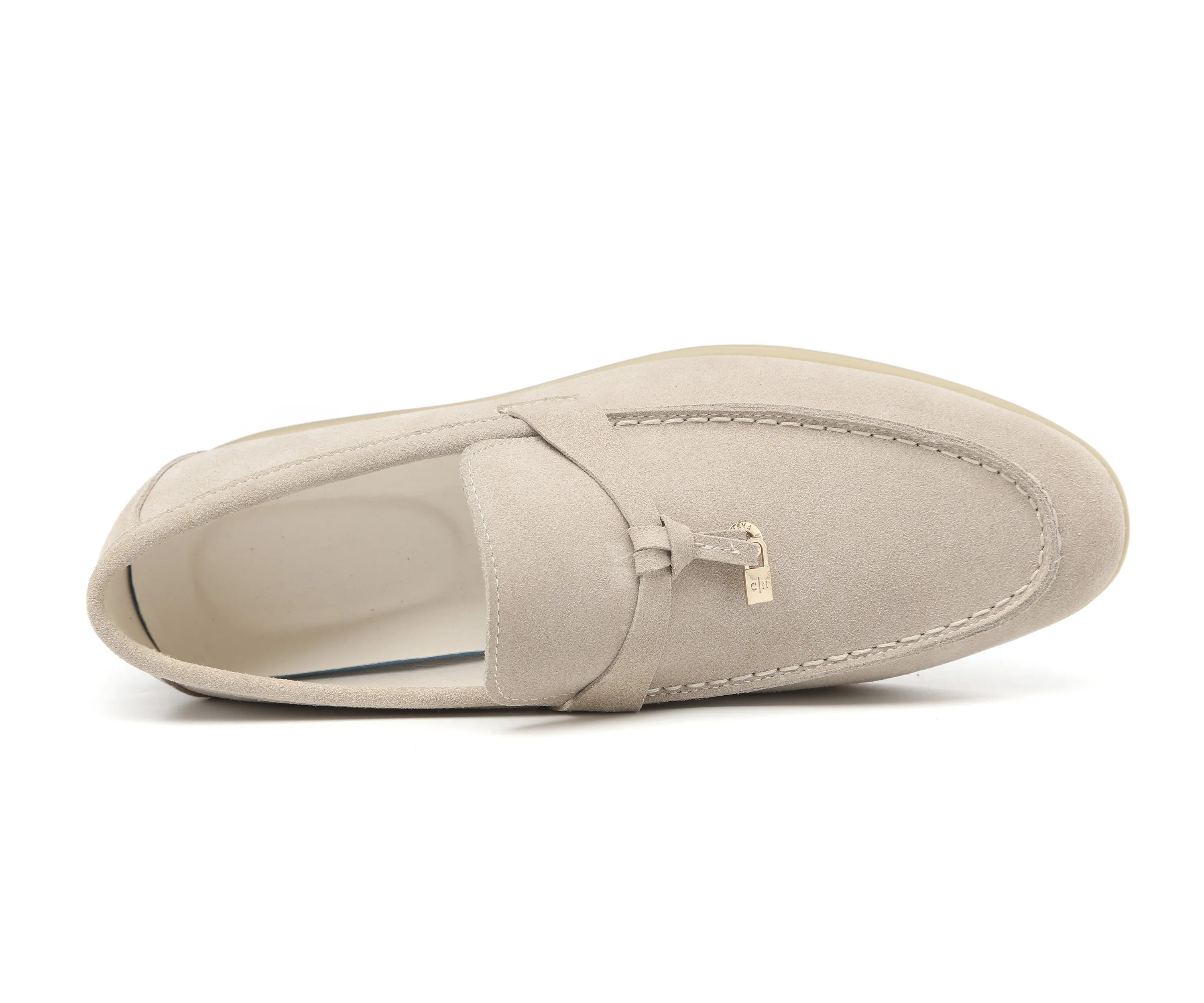 Men's Calf Leather Gold Lock Loafers