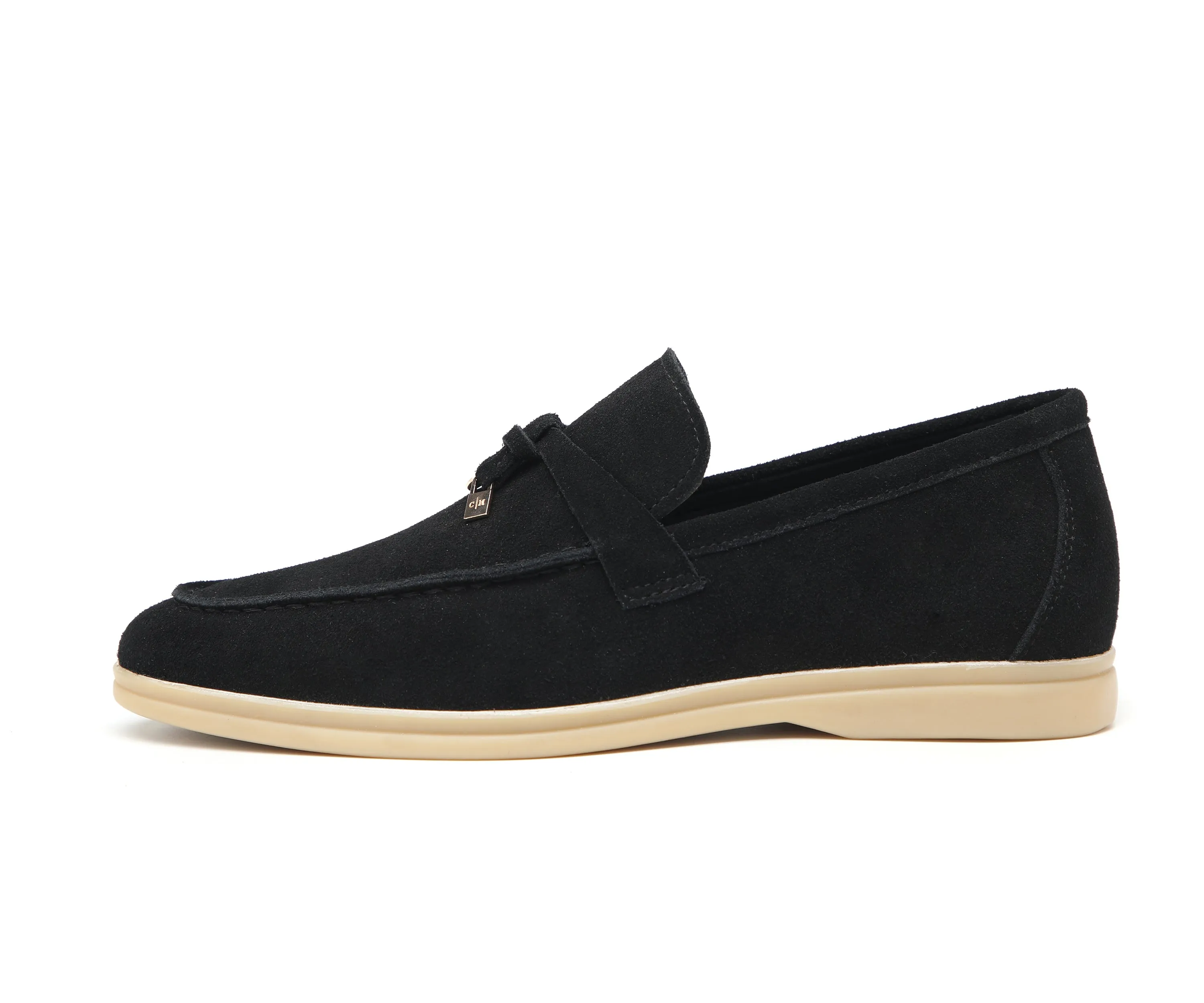 Men's Calf Leather Gold Lock Loafers