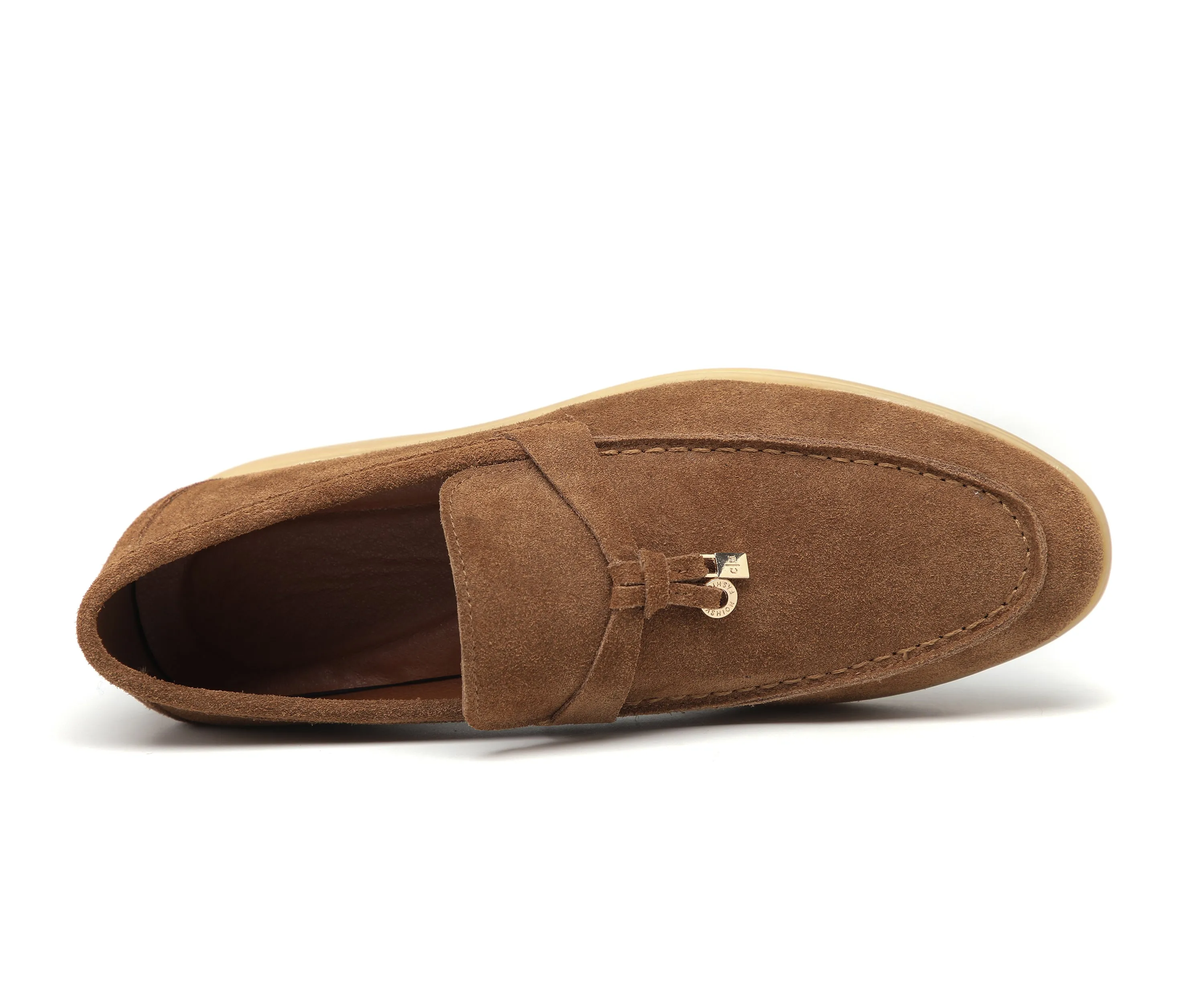 Men's Calf Leather Gold Lock Loafers
