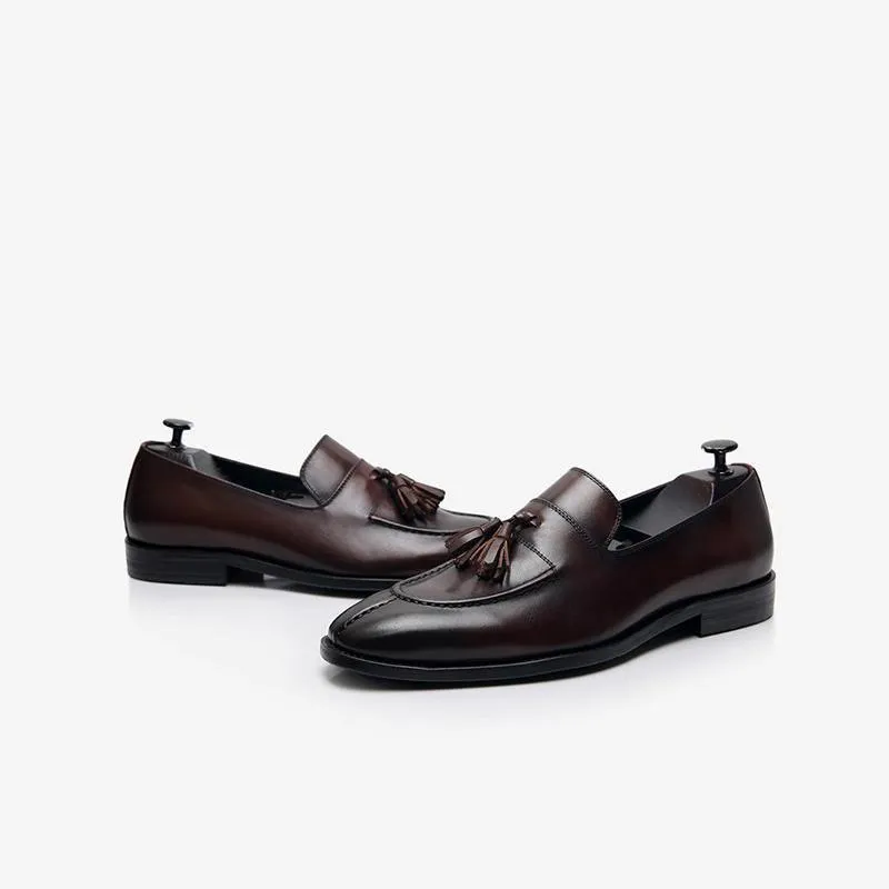 Mens Loafer Cowhide Tassel