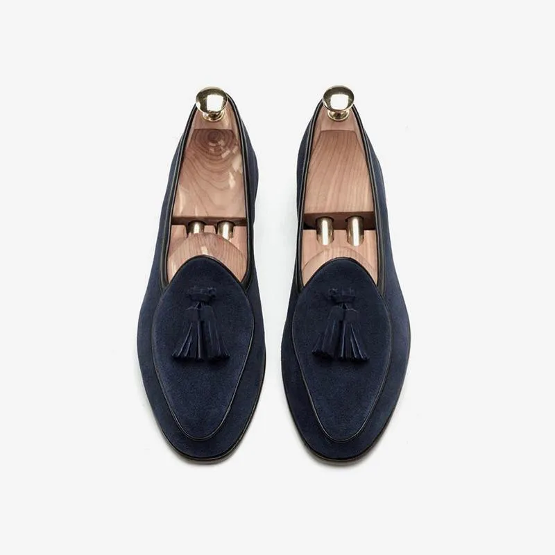 Mens Tassel Loafer Cowhide Slip-On