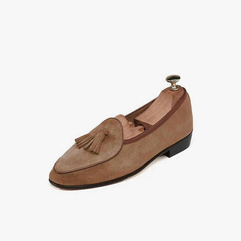 Mens Tassel Loafer Cowhide Slip-On