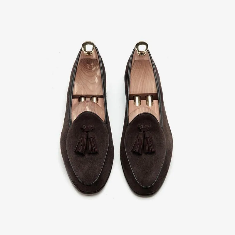 Mens Tassel Loafer Cowhide Slip-On