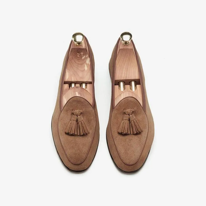 Mens Tassel Loafer Cowhide Slip-On