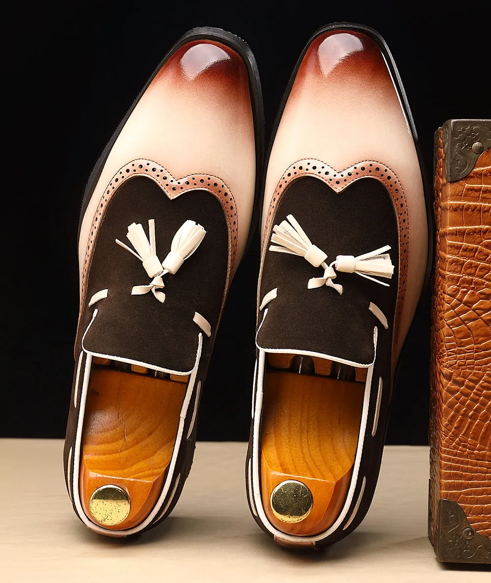 Men's Wingtip Tassel Smoking Loafers