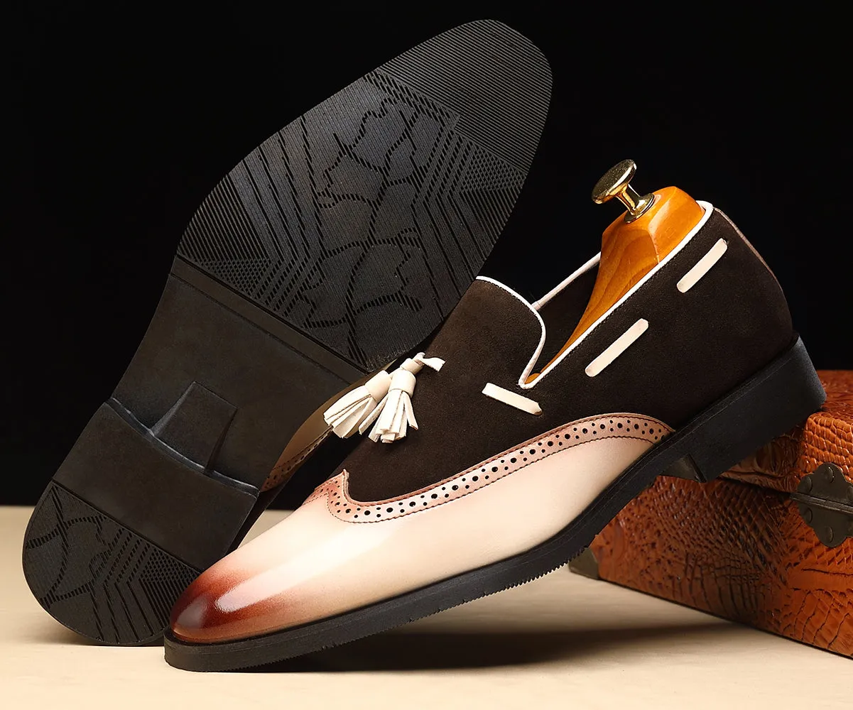 Men's Wingtip Tassel Smoking Loafers