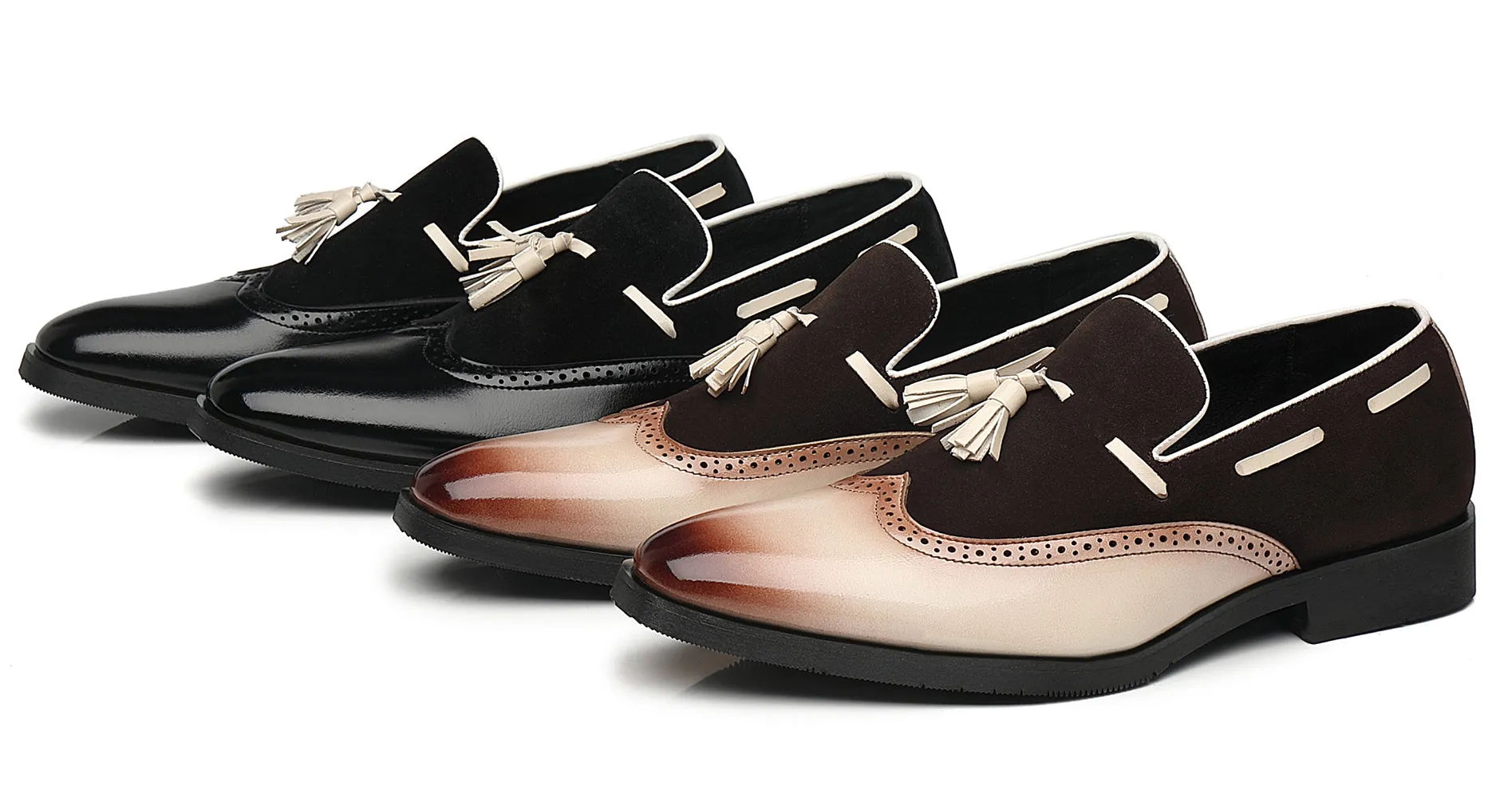 Men's Wingtip Tassel Smoking Loafers