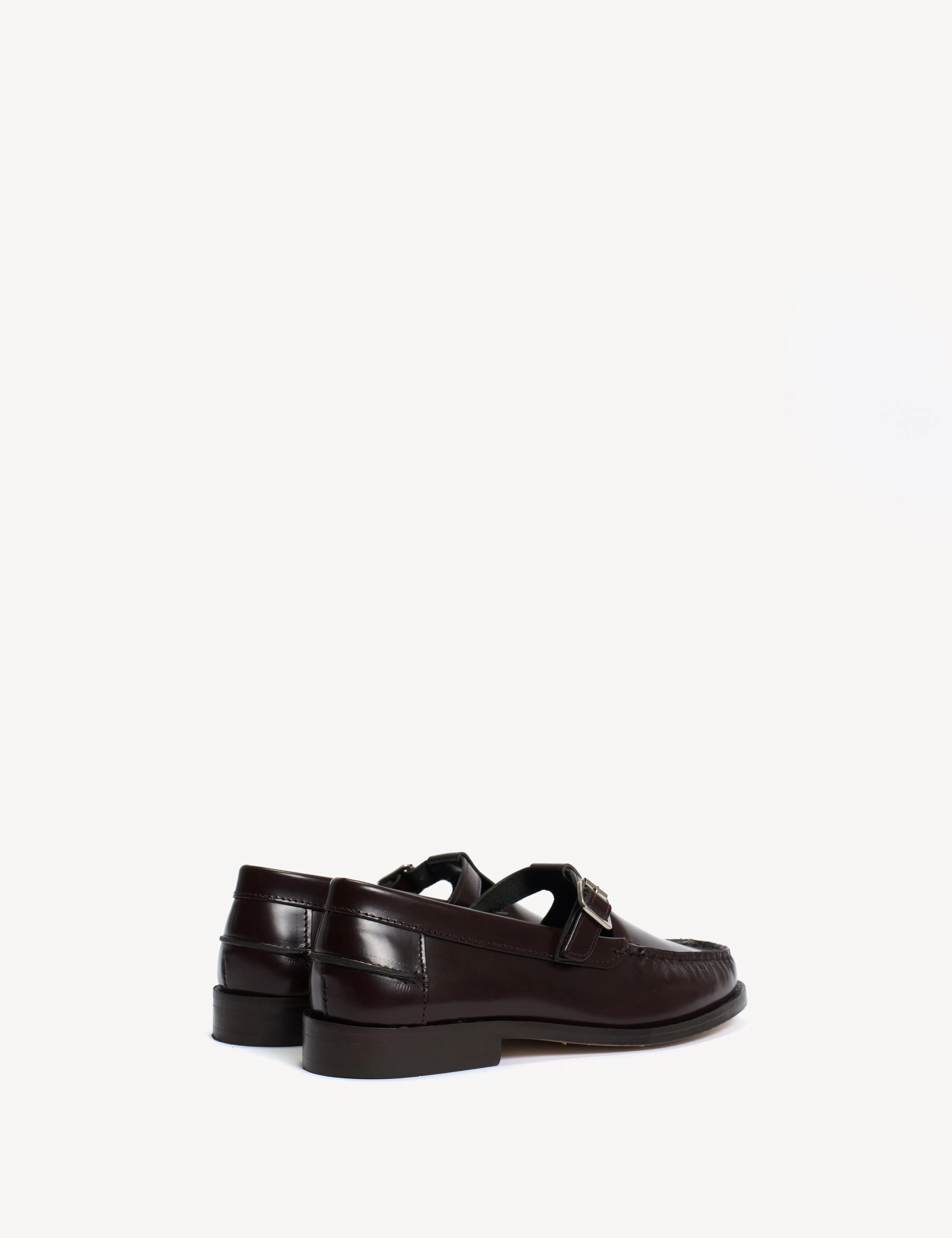 Moccasin T-Bar Loafer In Bordeaux Polido Leather