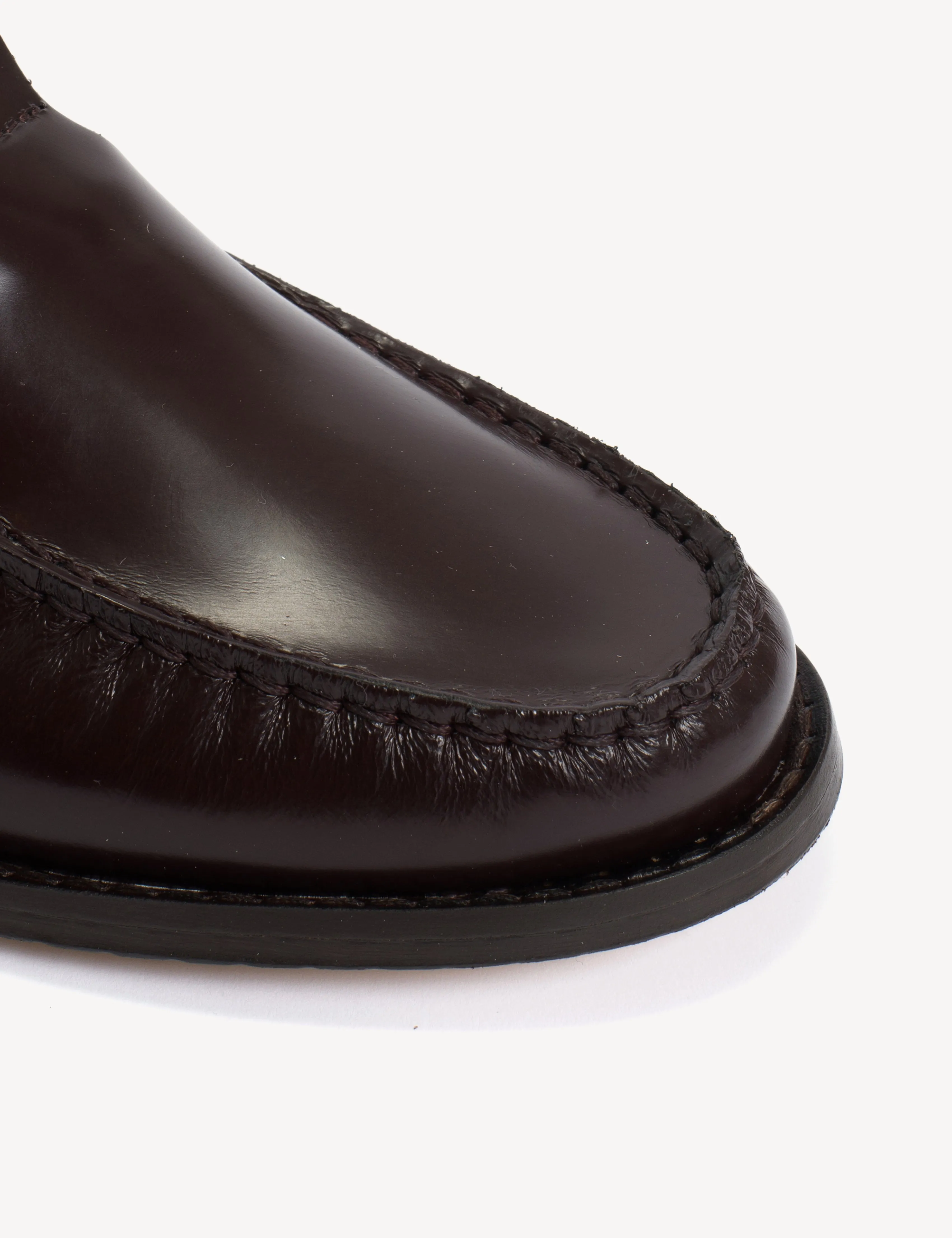 Moccasin T-Bar Loafer In Bordeaux Polido Leather