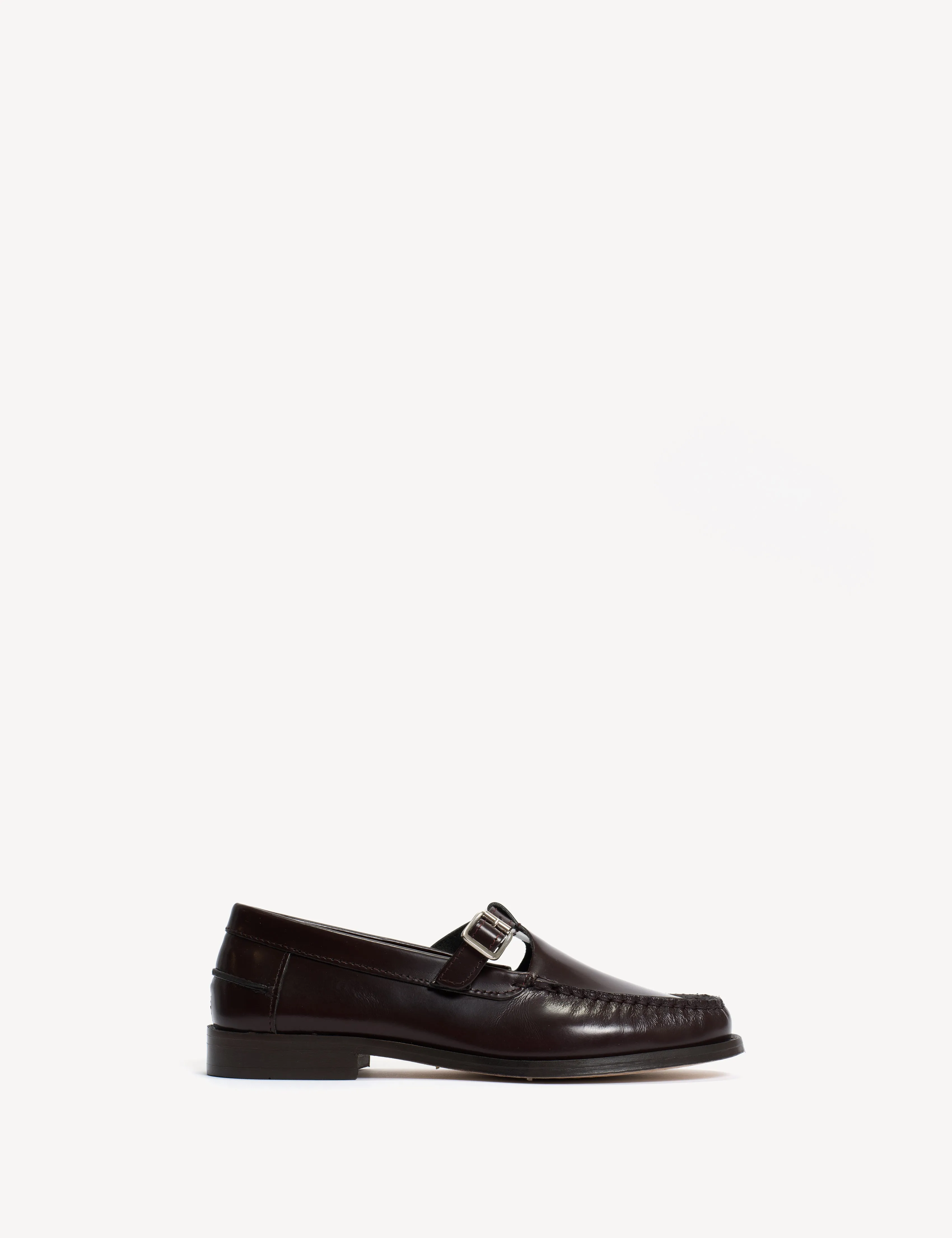 Moccasin T-Bar Loafer In Bordeaux Polido Leather