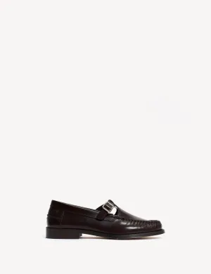 Moccasin T-Bar Loafer In Bordeaux Polido Leather