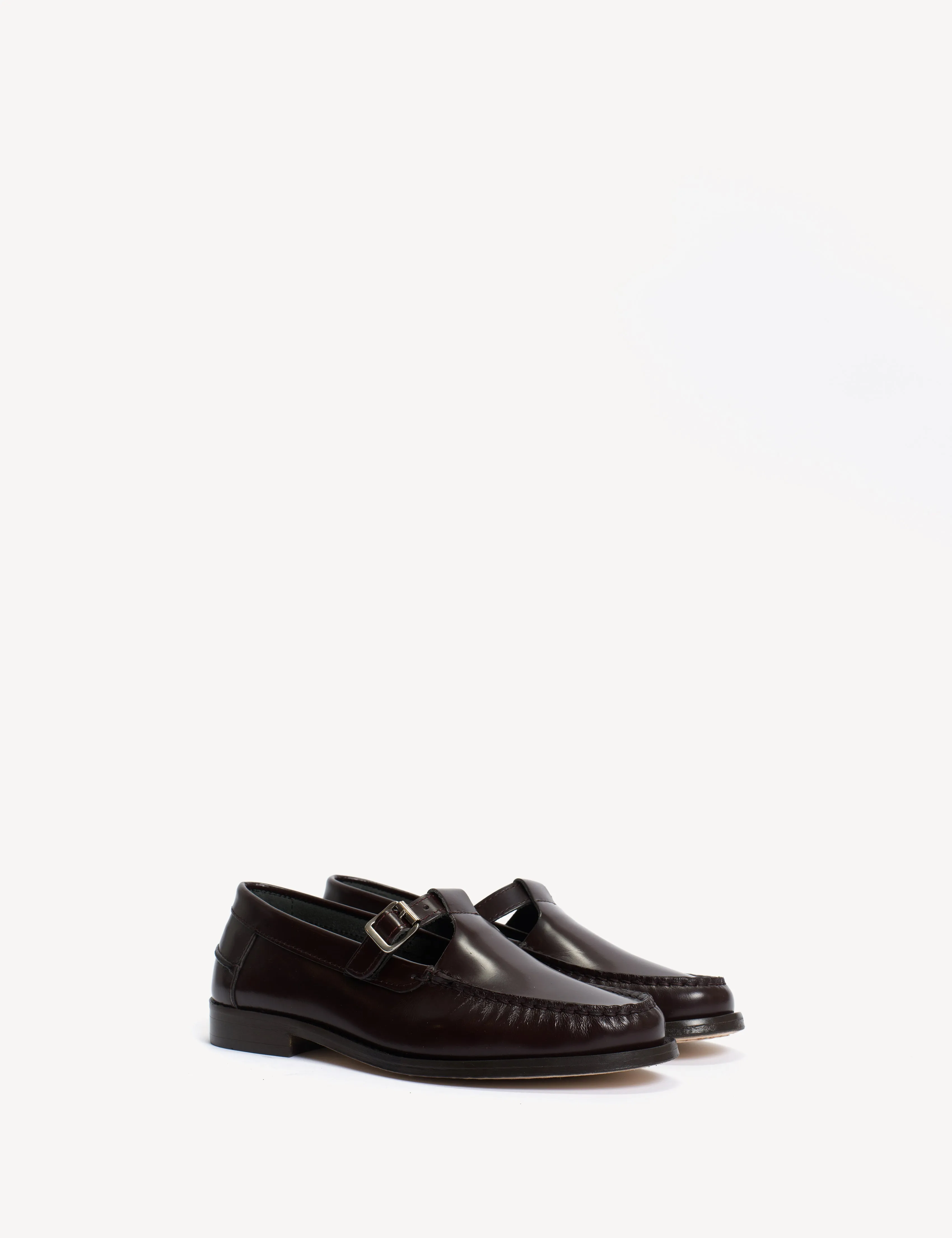 Moccasin T-Bar Loafer In Bordeaux Polido Leather