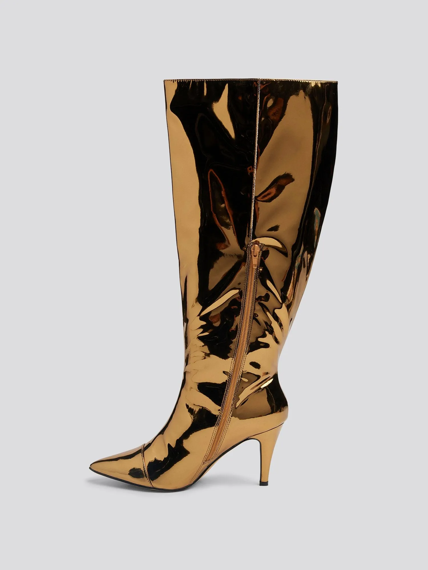 Mona Metallic Wide Calf Knee High Boots