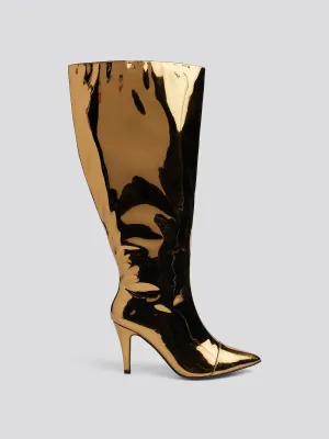 Mona Metallic Wide Calf Knee High Boots