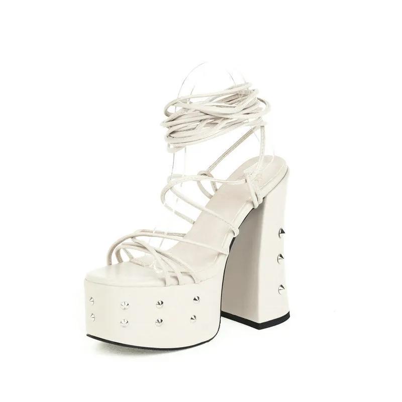 Muffin Sandals High Heel Long Tube Sandals