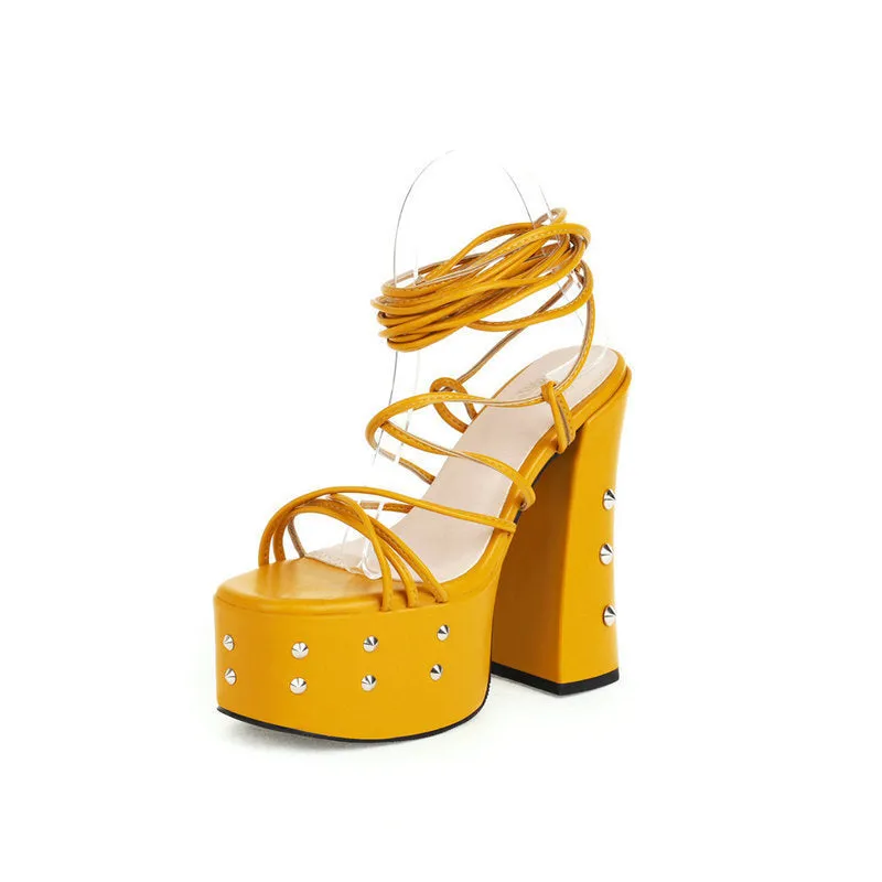 Muffin Sandals High Heel Long Tube Sandals