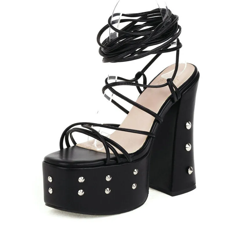 Muffin Sandals High Heel Long Tube Sandals