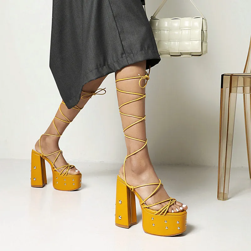 Muffin Sandals High Heel Long Tube Sandals