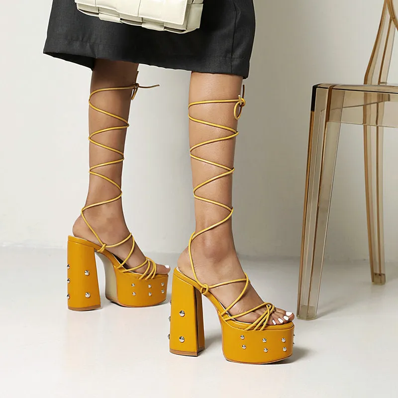 Muffin Sandals High Heel Long Tube Sandals