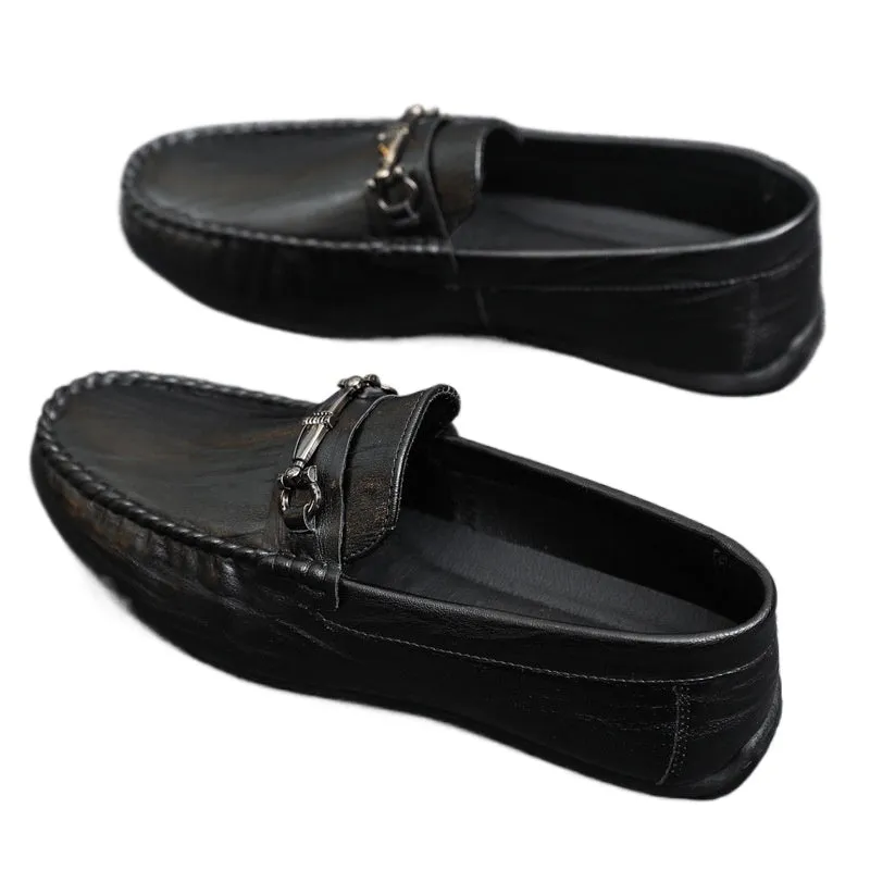 One-pedal loafers summer lazy dress soft-soled single shoes men's trend high-end low-top British men's shoes